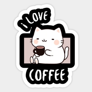 Coffee-Loving Cat Sticker